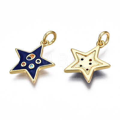 Brass Micro Pave Cubic Zirconia Enamel Charms ZIRC-Q200-025A-NF-1