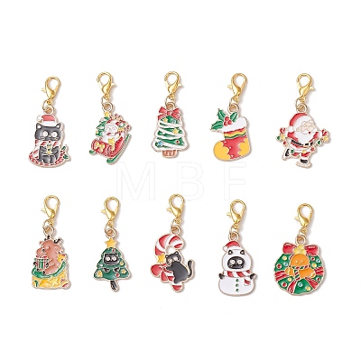 Christmas Alloy Enamel Pendant Decorations HJEW-JM03649-1
