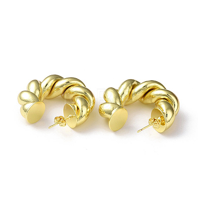 Rack Plating Brass Twist Rope Stud Earrings for Women EJEW-M215-01G-1