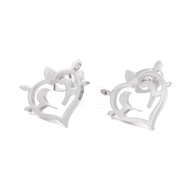 Heart 304 Stainless Steel Stud Earrings for Women EJEW-Z017-05P-1