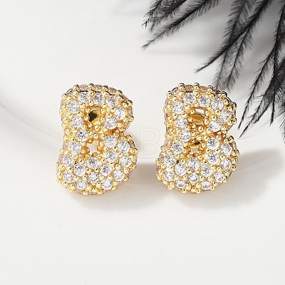 Brass Micro Pave Cubic Zirconia Stud Earrings EJEW-Z091-04G-B-1