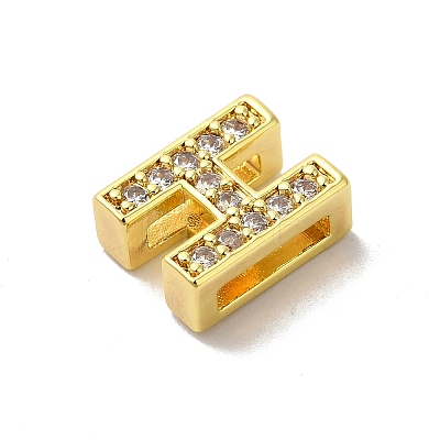 Brass Micro Pave Cubic Zirconia Beads KK-H487-25G-08-1