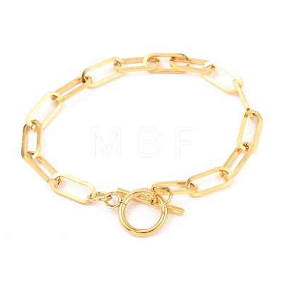 Unisex PVD Vacuum Plating 304 Stainless Steel Paperclip Chain Bracelets BJEW-H541-03A-G-1