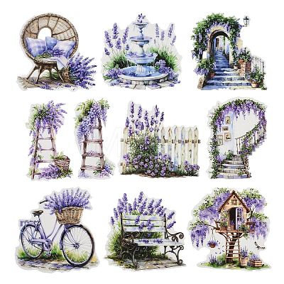 10Pcs 10 Styles Garden Series Waterproof PET Stickers DIY-G121-06E-1