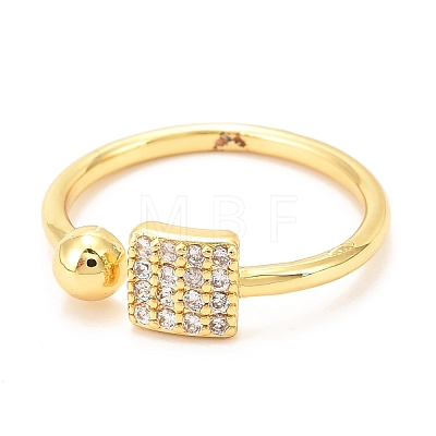 Brass Micro Pave Cubic Zirconia Cuff Ring RJEW-F118-15-1