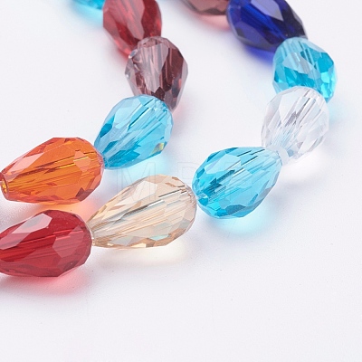 1 Strand Faceted Teardrop Glass Beads Strands X-EGLA-E010-8x12mm-03-1