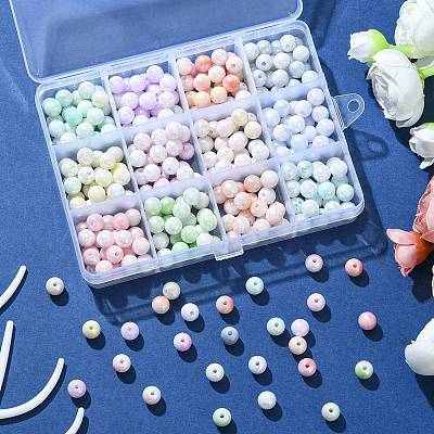 300Pcs 12 Colors Two Tone Opaque Acrylic Beads SACR-YW0001-63-1