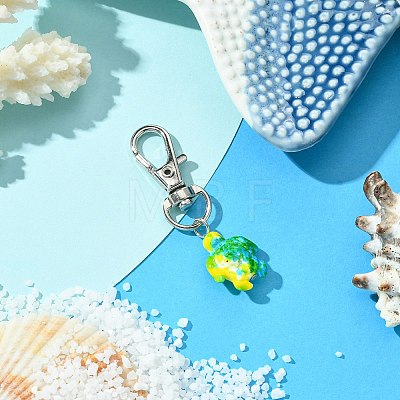 Sea Turtle Synthetic Turquoise Pendant Decorations HJEW-JM02143-02-1