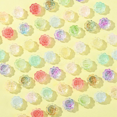 100Pcs Transparent Spray Painted Glass Beads GLAA-CJ0002-26-1