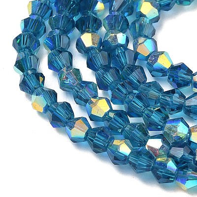 Electroplate Transparent Glass Beads Strands EGLA-K015-18O-1