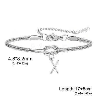 304 Stainless Steel Initial Charm Bracelets FS-WGD8E41-01-1