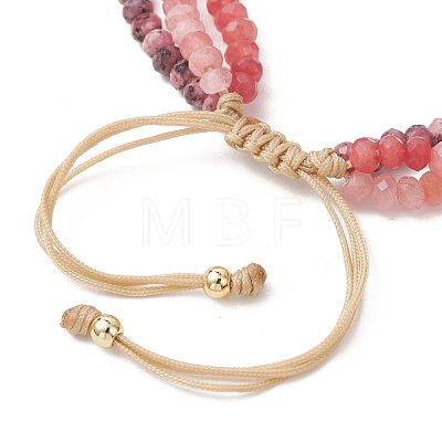 Adjustable Dyed Natural Malaysia Jade Beaded Multi-strand Bracelets for Women Men BJEW-JB13577-02-1