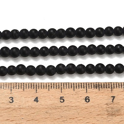 Frosted Natural Black Agate(Dyed & Heated) Beads Strands G-C289-B04-4mm-1