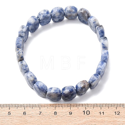 Natural Blue Spot Jasper Faceted Beaded Stretch Bracelets for Women BJEW-K251-07M-1