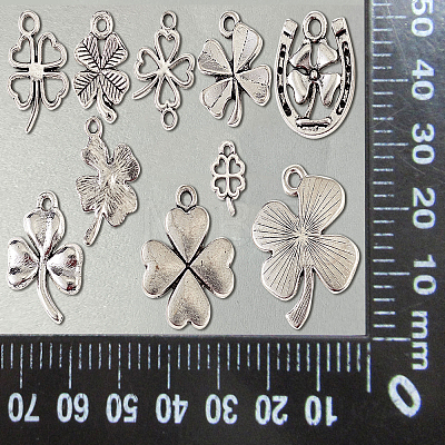 100Pcs 10 Styles Tibetan Style Alloy Pendants TIBEP-CJ0001-51-1