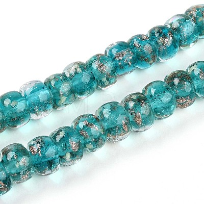 Luminous Handmade Gold Foil Glass Beads Strands FOIL-N029-02A-05-1