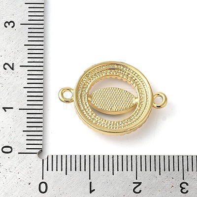 Rack Plating Brass Micro Pave Clear Cubic Zirconia Ring with Horse Eye Connector Charms KK-K385-98G-03-1