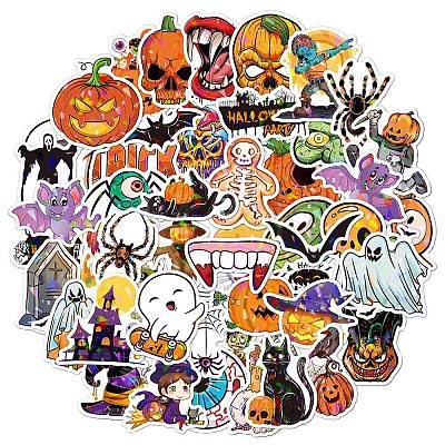 Halloween Themed Laser Style PVC Sticker Labels HAWE-PW0001-054K-1