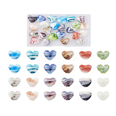 24Pcs 12 Colors Handmade Lampwork Beads LAMP-CW0001-03-1