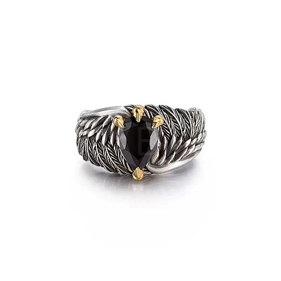 Wing Brass Rhinestone Cuff Open Rings for Men WGA5BDA-01-1