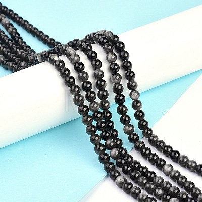 Natural Silver Obsidian Beads Strands X-G-D083-01D-1
