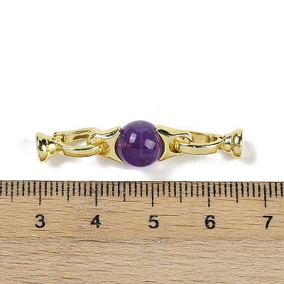 Natural Amethyst with Brass Fold Over Clasps G-G141-03G-13-1