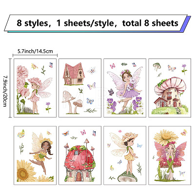 8 Sheets 8 Styles PVC Waterproof Wall Stickers DIY-WH0345-037-1