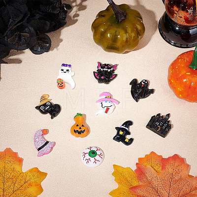 SUNNYCLUE 20Pcs 10 Style Halloween Theme Opaque Resin Cabochons RESI-SC0001-63-1