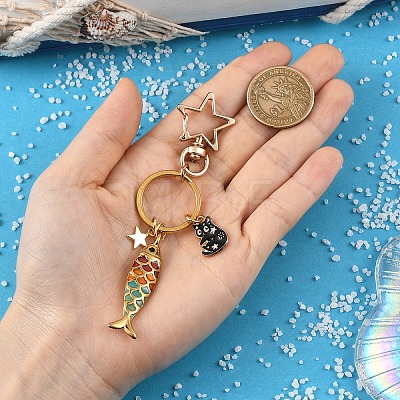 Alloy & 304 Stainless Steel Enamel Keychains KEYC-YW00269-1