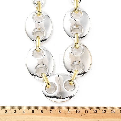 Acrylic Chunky Coffee Bean Link Chain Necklaces NJEW-D313-01A-1