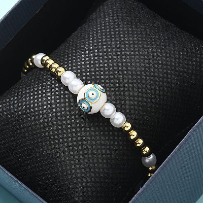 Brass Beaded Stretch Bracelets for Women BJEW-G736-03A-1