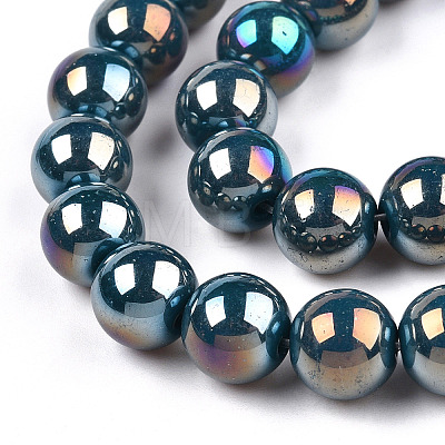 Electroplate Opaque Glass Beads Strands GLAA-T032-P4mm-AB14-1