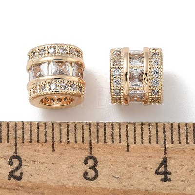 Brass Micro Pave Cubic Zirconia European Beads ZIRC-F141-04LG-1