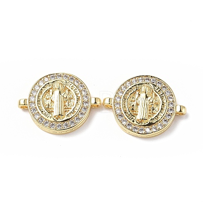 Eco-Friendly Rack Plating Brass Micro Pave Clear Cubic Zirconia Connector Charms KK-F845-03G-1