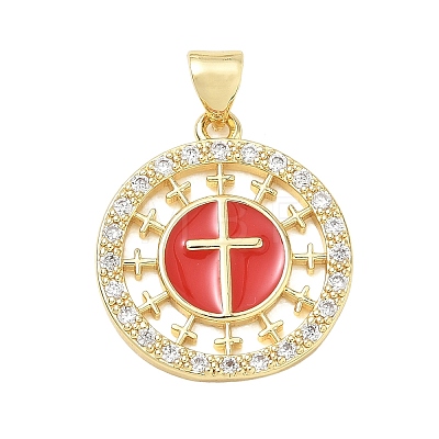 Religion Cross Brass Micro Pave Clear Cubic Zirconia Pendants CU-CBA83A6-03E-G03-1