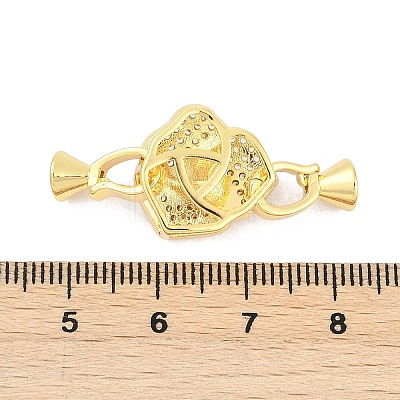 Brass Micro Pave Clear Cubic Zirconia Fold Over Clasps KK-M311-17G-1