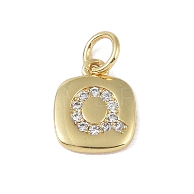 Rack Plating Brass Micro Pave CLear Cubic Zirconia Charms KK-E110-14G-Q-1