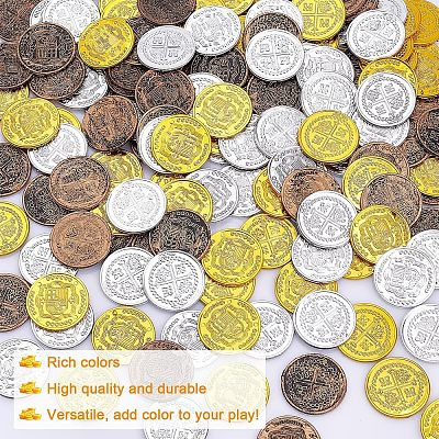 150Pcs 3 Colors Plastic Game Coins AJEW-CA0001-71-1