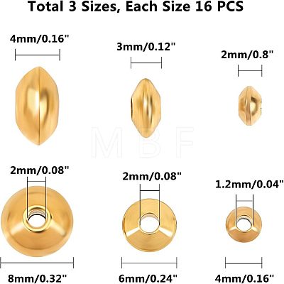 Unicraftale PVD Vacuum Plating 304 Stainless Steel Spacer Beads STAS-UN0005-47-1