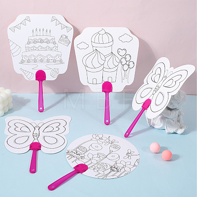 16Pcs 4 Styles Paper Hand Held Fan DIY-GF0010-33-1