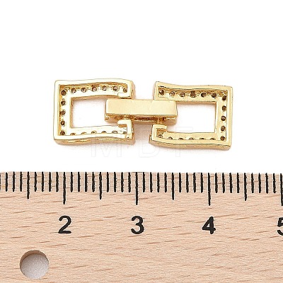 Brass Micro Pave Clear Cubic Zirconia Fold Over Clasps KK-C075-07G-1