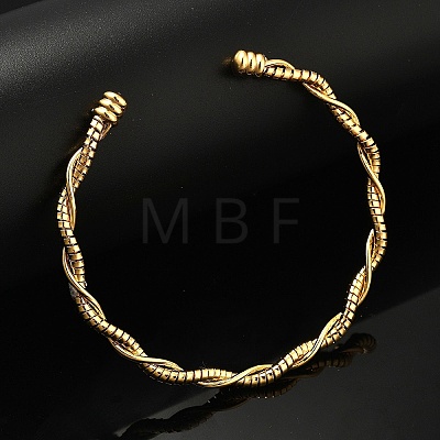 Brass Twisted Cuff Bangles for Women BJEW-F482-08G-1