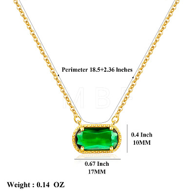 304 Stainless Steel Pave Cubic Zirconia Oval Birth Stone Pendant Necklaces for Women FS-WGC2097-03-1