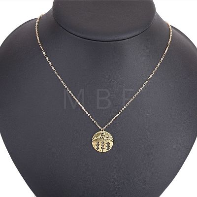 Alloy Flat Round with Mountain & Forest Pendant Necklaces WG61814-01-1
