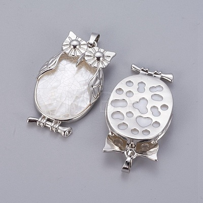 Natural White Shell Mother of Pearl Shell Pendants SSHEL-L008-68P-1