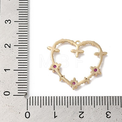 Heart Rack Plating Brass with Cubic Zirconia Pendants KK-G504-11G-1