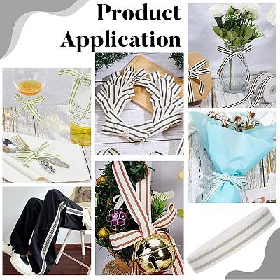 Cotton Stripe Pattern Ribbon OCOR-WH0078-550B-1