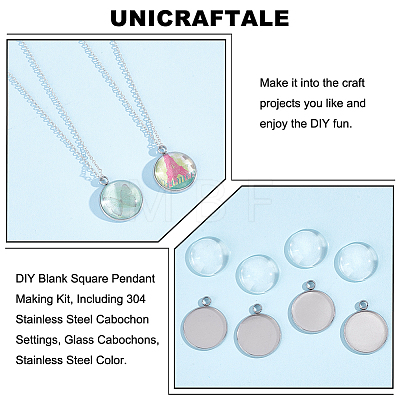 Unicraftale 62Pcs DIY Half Round Pendant Making Kits STAS-UN0021-32P-1