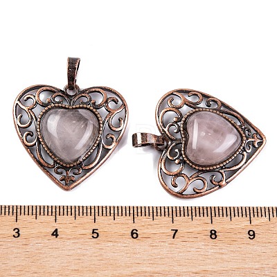 Natural Rose Quartz Peach Love Heart Pendants G-G158-01-18-1