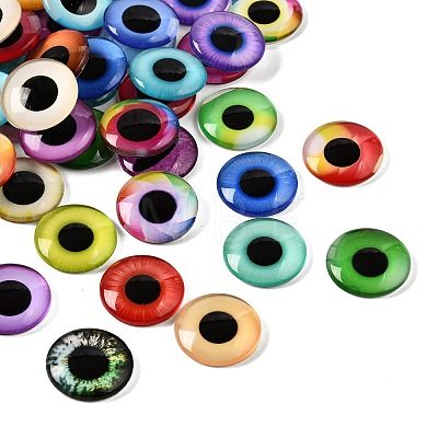 Printed Transparent Glass Cabochons GL-CBAA22A-15-1